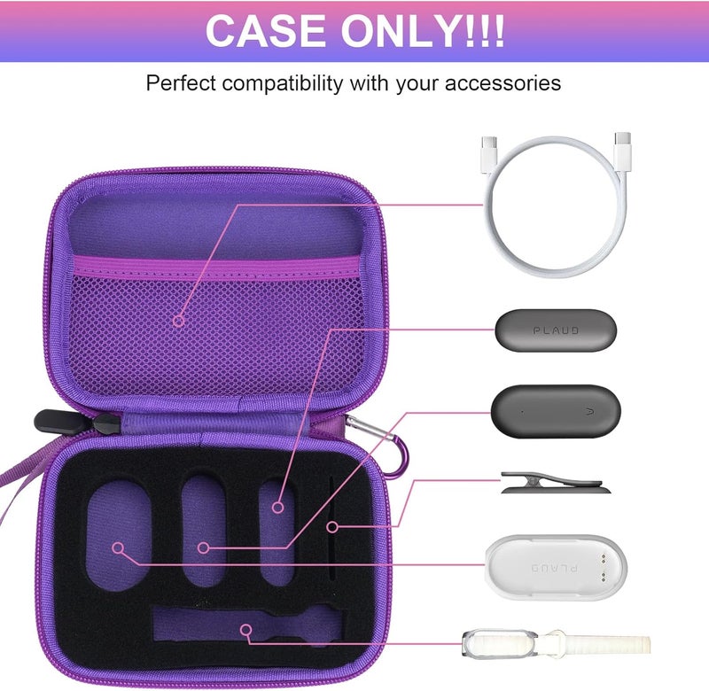 YouKnow Hard Case Compatible with PLAUD NotePin AI Voice Recorder - with Custom Foam Insert Holds Recorder, Magnetic Pin, Clip, Dock, Wristband & Cable (Case Only) (Galaxy) - Image 2